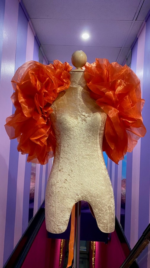 Orange Fluffy Crystal Organza Boa Shoulder Wrap