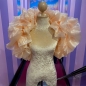 Nude Champagne Fluffy Crystal Organza Boa Shoulder Wrap