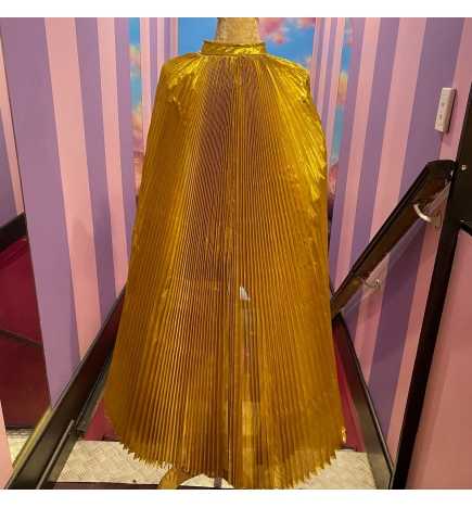 Gold Metallic Lame Pleated Cape