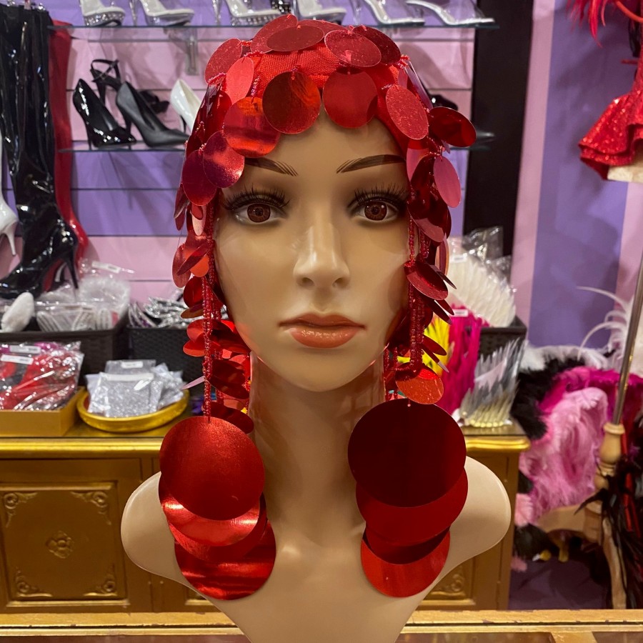 Red 1920's Penny Sequin Headpiece