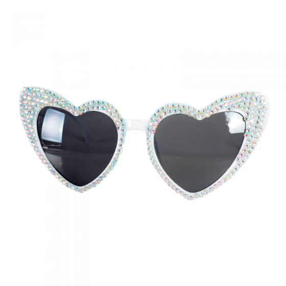 White Diamante Love Heart Sunglasses