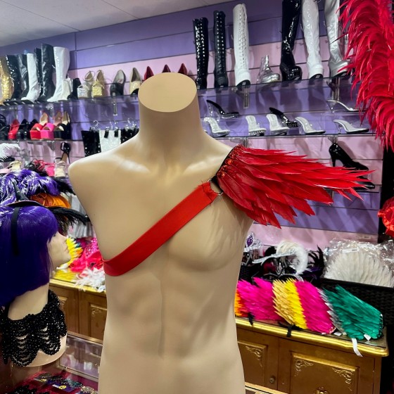 Red Feather One Shoulder Piece Harness
