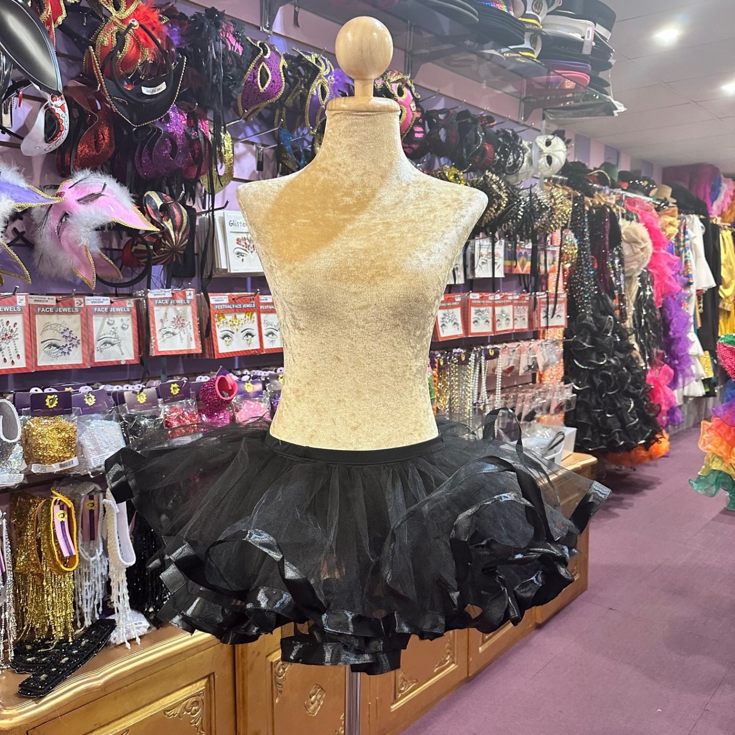 Black Soft Net Skirt 10" with Satin Ribbon Trim