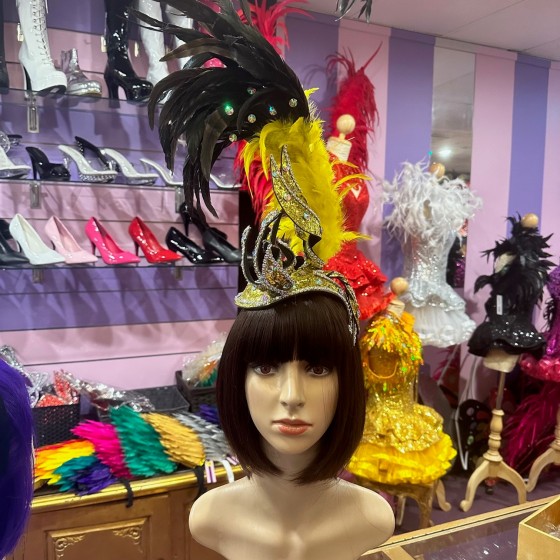 Gold Tivoli Twist Mini Showgirl Feathered Headpiece