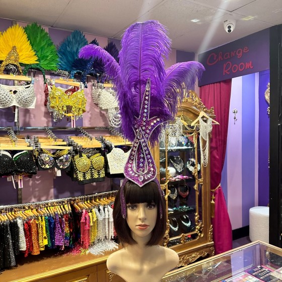 Purple Teardrop Sequin and Feather Headpiece