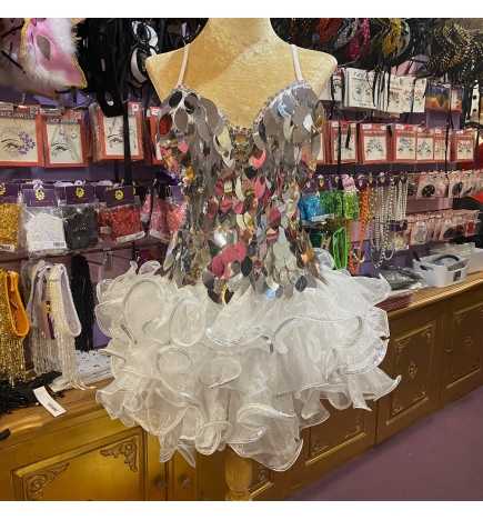 Silver Leaf Cut Sequin Americano Dress