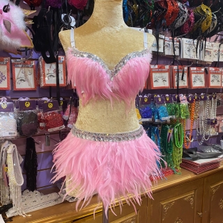 Baby Pink Soft Feather Two Piece Set