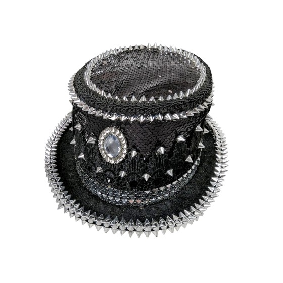 Silver-Black Festival Studded Top Hat