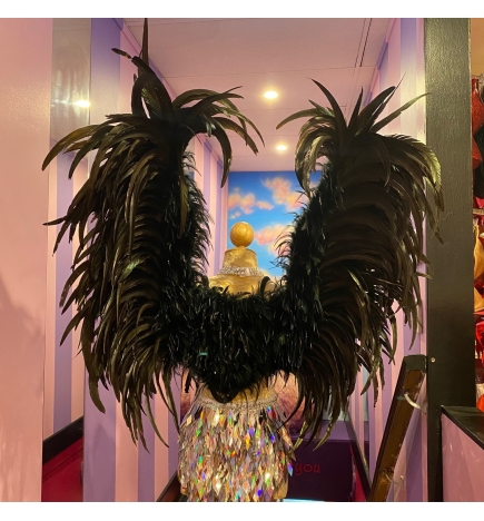Black Large Feathered Angel Wings