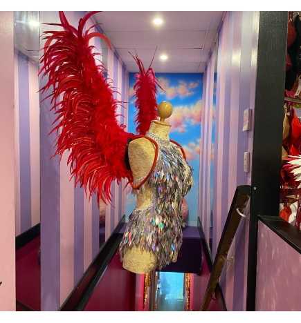 Red Large Feathered Angel Wings