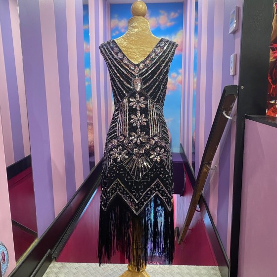 Oil Slick Deluxe Vintage Gatsby Stretch Fringe Dress