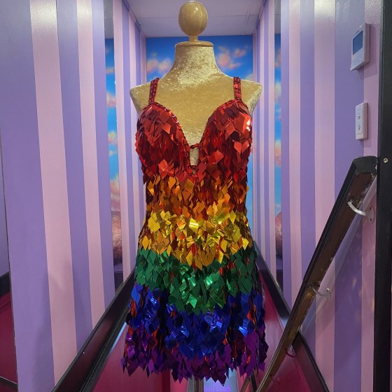Rainbow Pride High Back Diamond Cut Sequin Dress