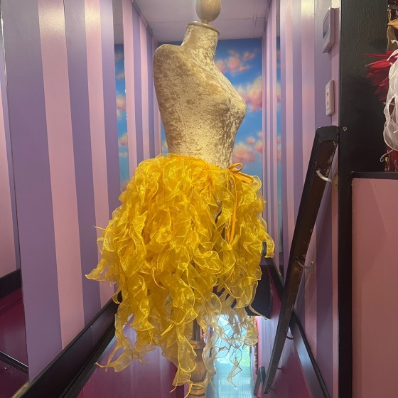 Gold Crystal Organza Bustle Seaweed Skirt