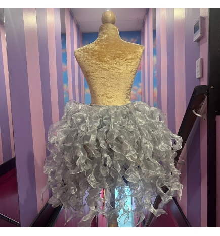 Silver Crystal Organza Bustle Seaweed Skirt