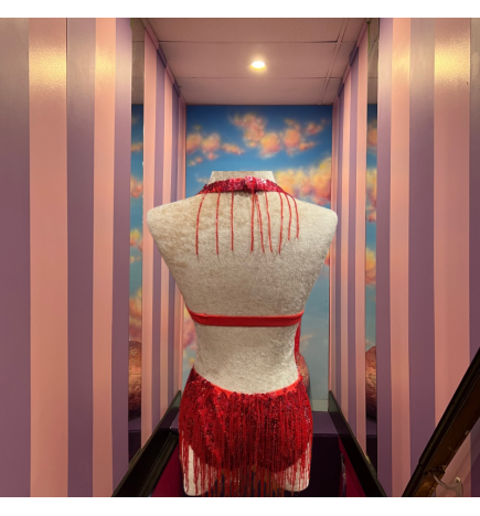 Red Bugle Bead and Sequin Bodysuit