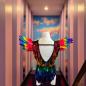 Rainbow Diamond Sequin Spike Feather Shoulder Bodysuit