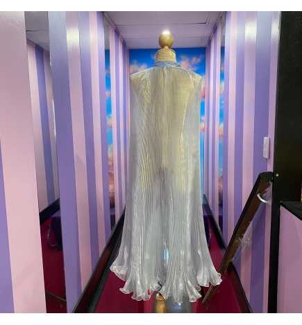 Silver Organza Pleated Cape