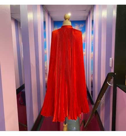 Red Satin Pleated Cape