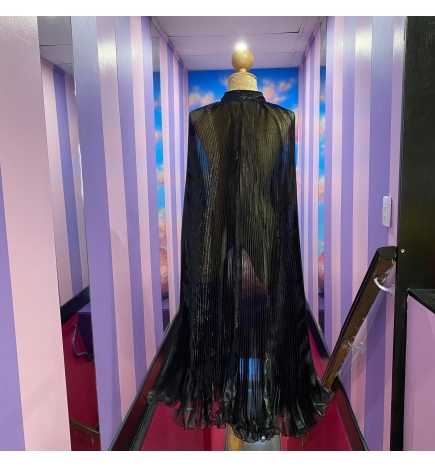 Black Organza Pleated Cape