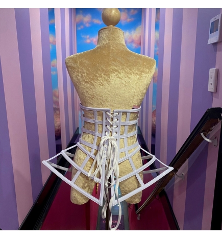 White Gaga Under Bust PVC Cage Corset