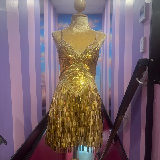 Gold High Back Sequin Dress