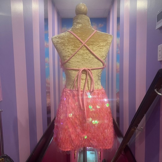 Light Pink Transparent Mini Coin Sequin Dress