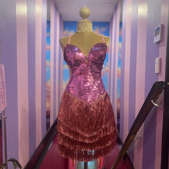 Hot Pink Sequin-Tinsel Fringe Dress
