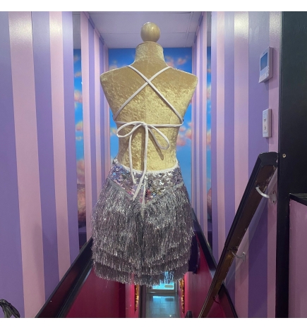Silver Sequin-Tinsel Fringe Dress