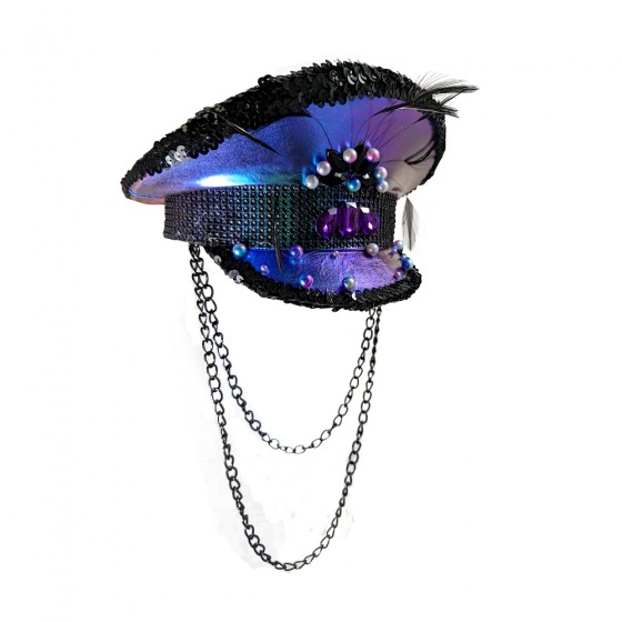 Purple Pearlised Festival Cap with Black Chain