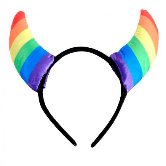Rainbow Devil Horn Headband