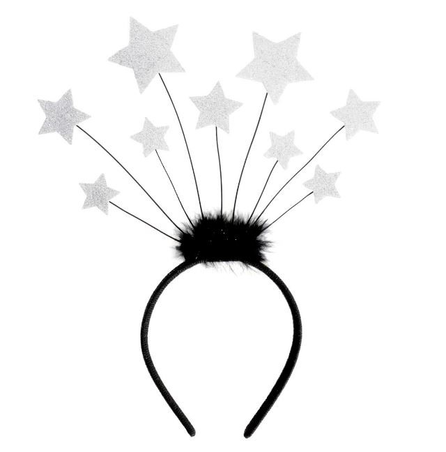 Silver Glitter Stars Headband