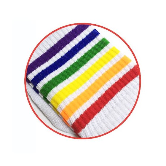 White Socks w/Rainbow Stripes