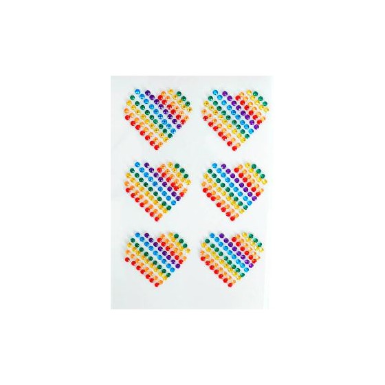Rainbow Pride Heart Diamante Stickers