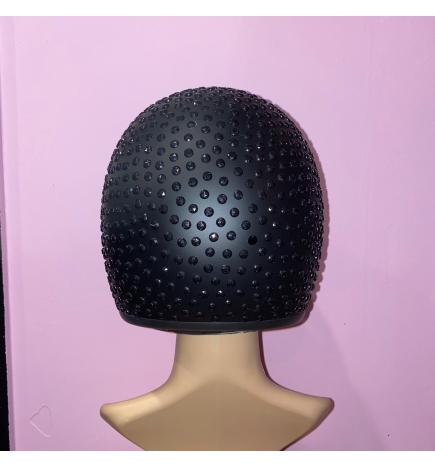 Black Rhinestone Helmet with Visor