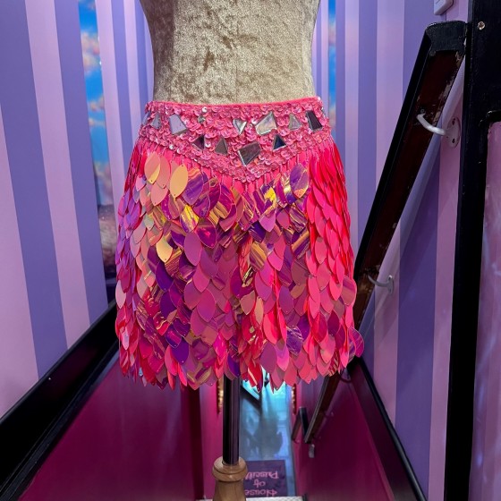 Candy Pink Leaf Sequin Skirt