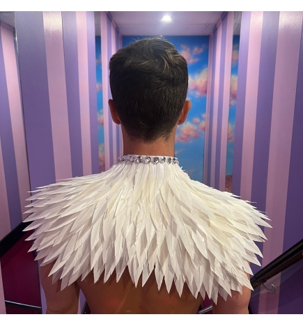 White Cropped Feather Jacket