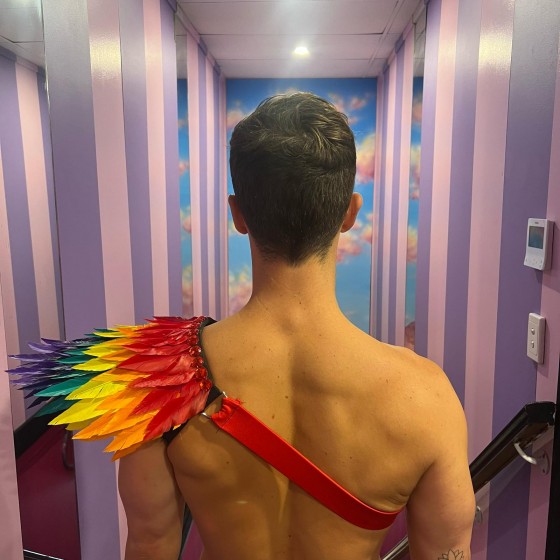 Rainbow Feather One Shoulder Piece Harness