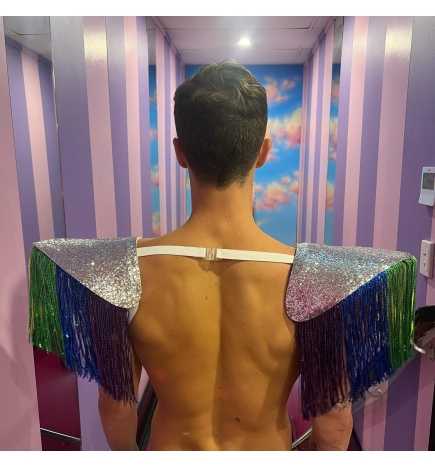 Rainbow Sequin Fringe Shoulder Pieces