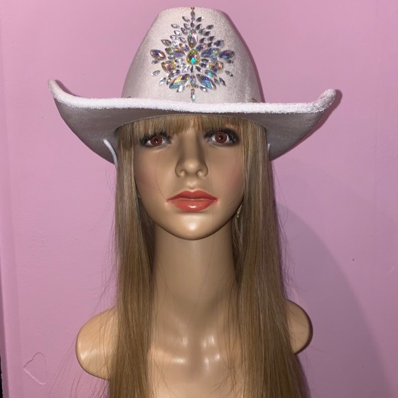 Silver Cowboy Hat with Rhinestone Decoration