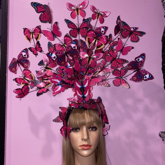 Hot Pink Deluxe Butterfly Headpiece