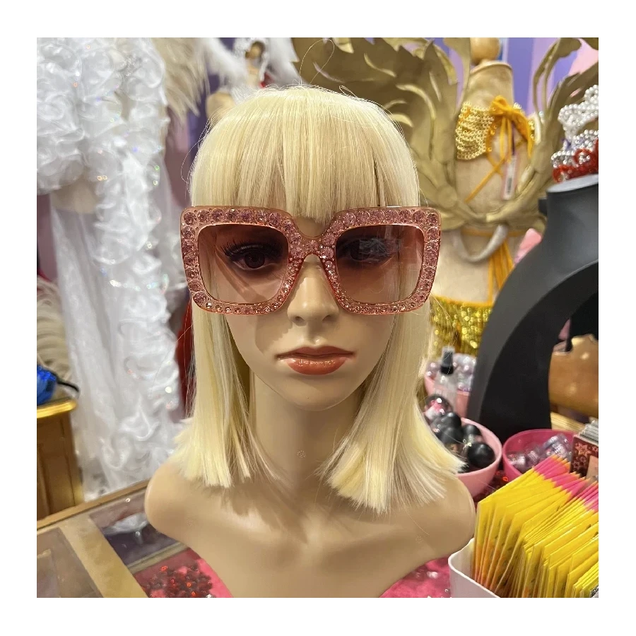Transparent Pink Deluxe Diamante Trim Sunglasses