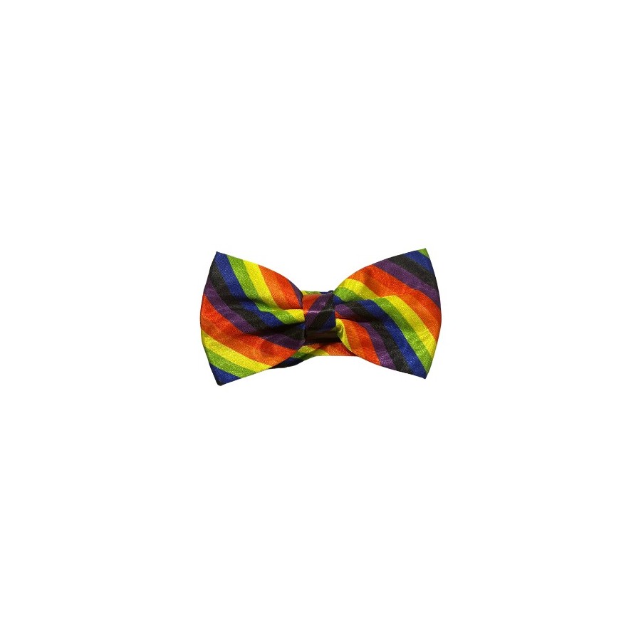 Rainbow Satin Bow Tie Diagonal Stripe