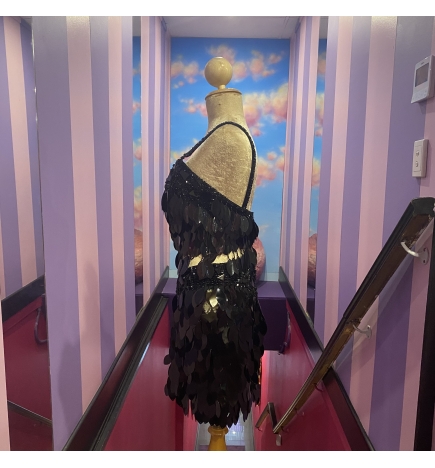 Black Leaf Sequin Skirt