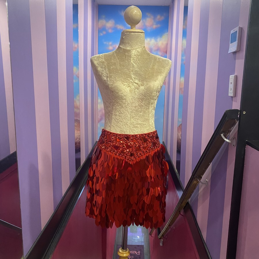 Red Leaf Sequin Skirt