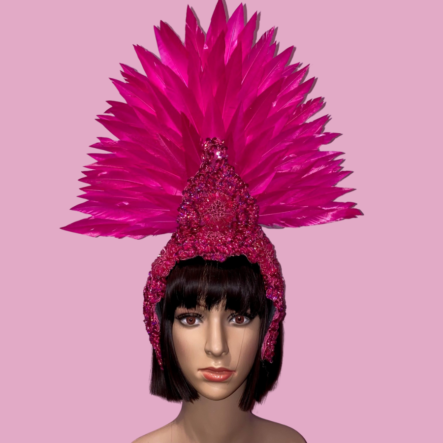 Hot Pink Showgirl Feathered Headpiece