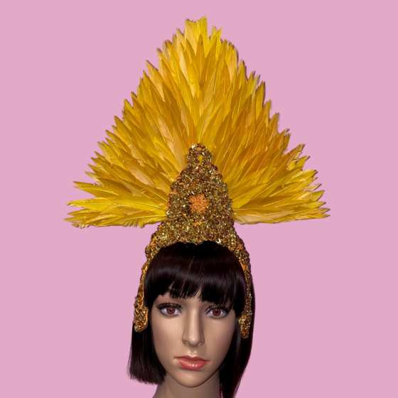 Gold Showgirl Feathered Headpiece