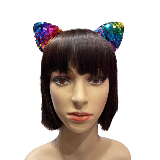 Rainbow Sequin Cat Ears Headband