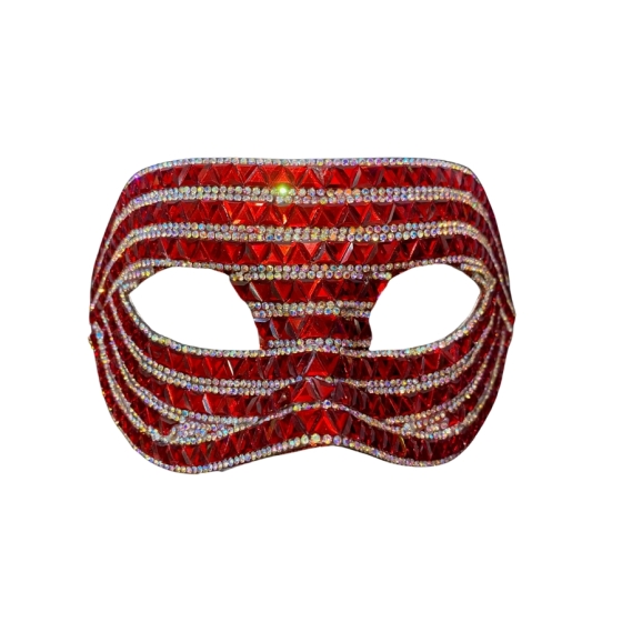 Red-Silver Faceted Mirror Mask