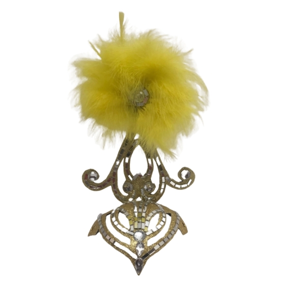 Gold-Yellow Mini Showgirl Feathered Headpiece