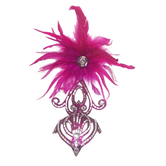 Hot Pink-Silver Mini Showgirl Feathered Headpiece